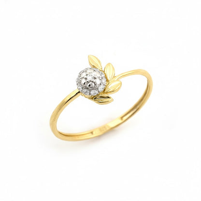 Golden Leaf Halo Diamond Gold Ring