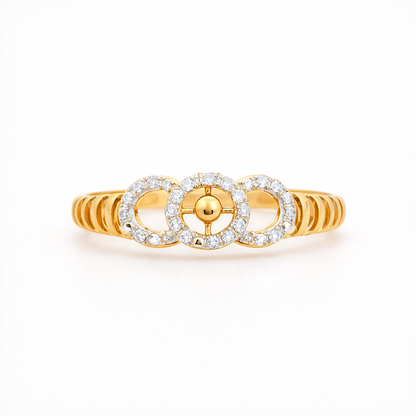 Classic Oval Motif Center Diamond Gold Ring