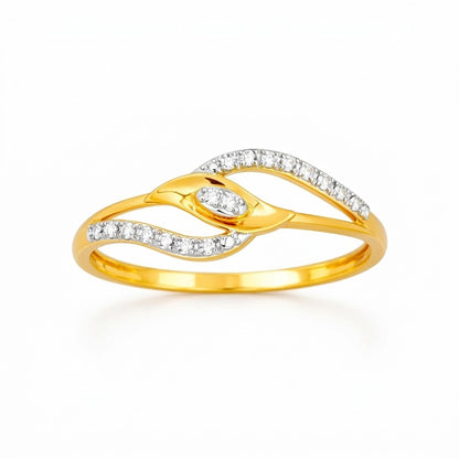 Elegant Intertwined Wave Sparkle Diamond Gold Ring