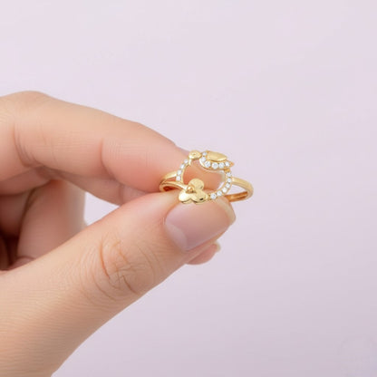 Floral Crescent Diamond Gold Ring