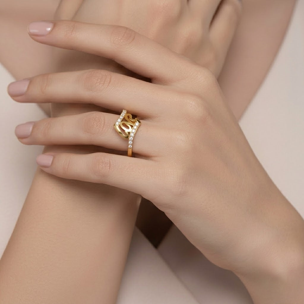 LOVE Diamond Gold Ring