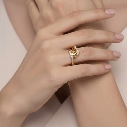 LOVE Diamond Gold Ring