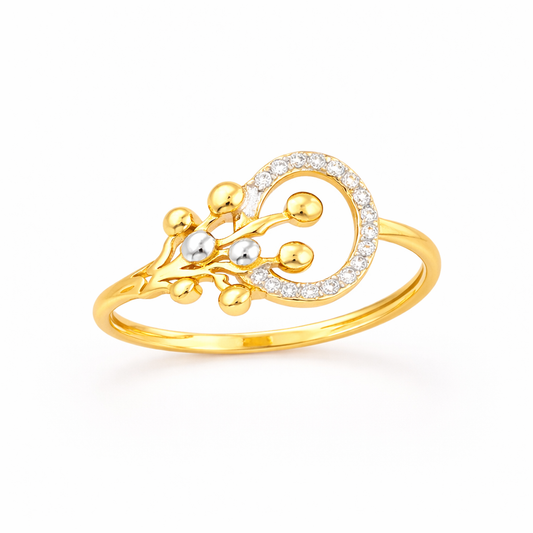 Blooming Vine Halo Diamond Gold Ring