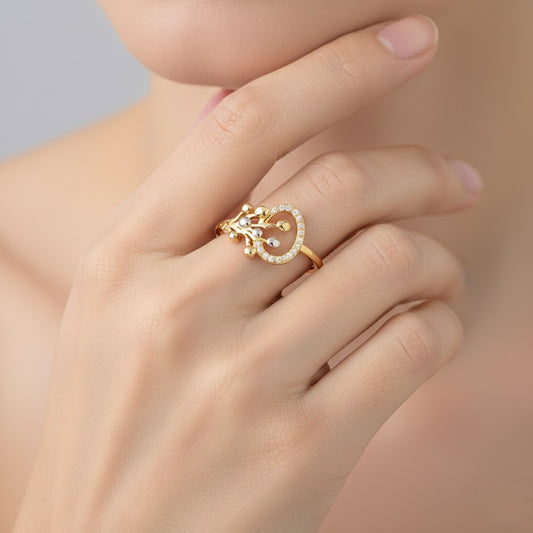 Blooming Vine Halo Diamond Gold Ring