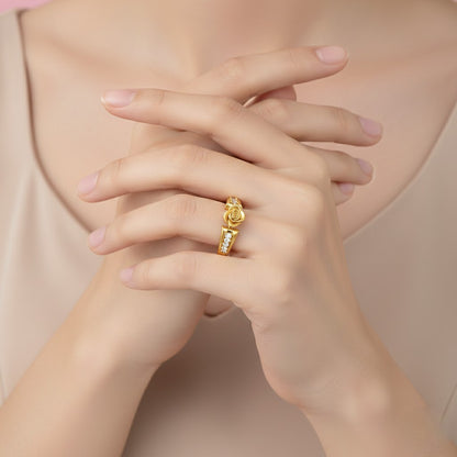 Rose Center Diamond Gold Ring
