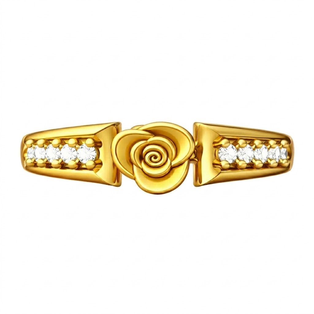 Rose Center Diamond Gold Ring