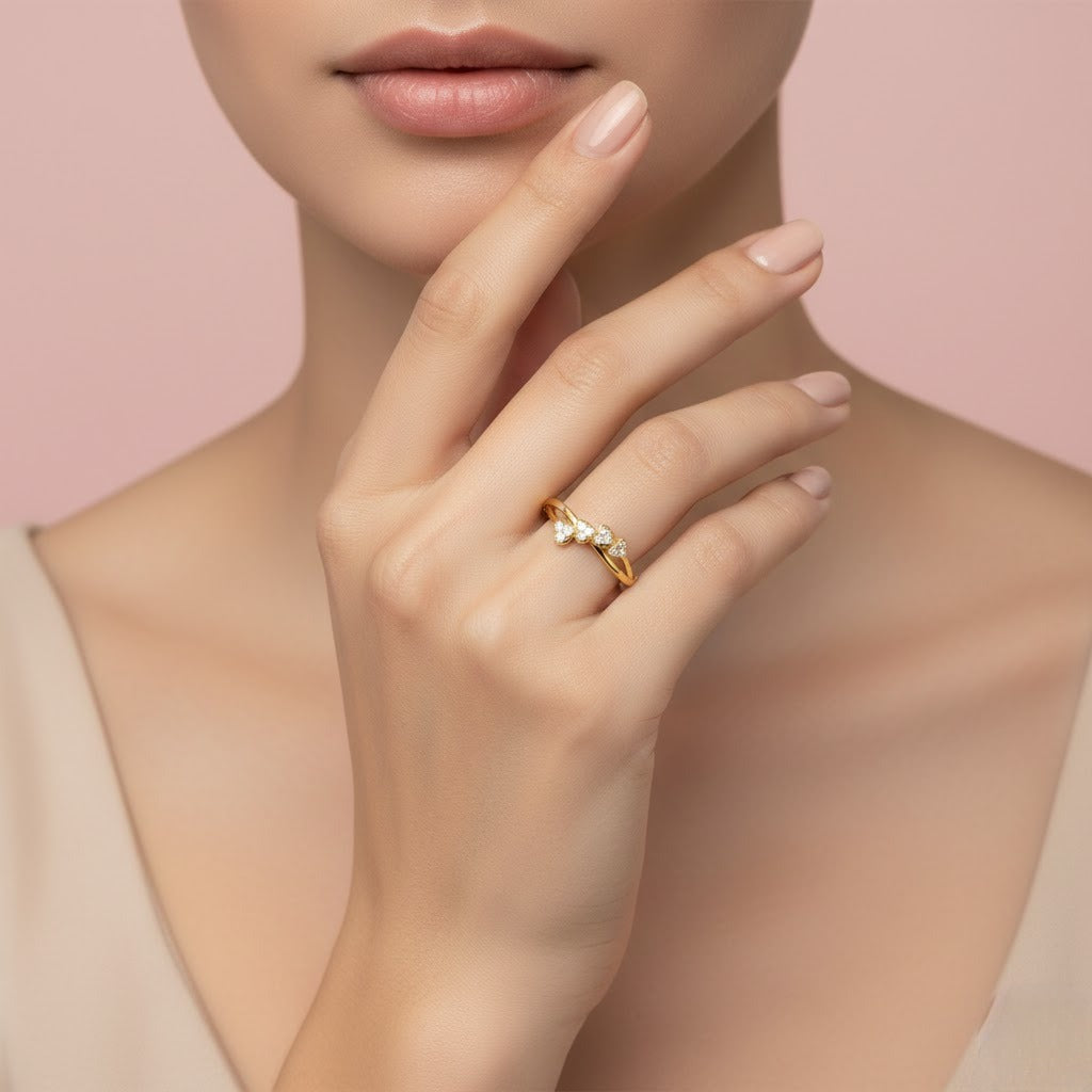 Four Heart Harmony Diamond Gold Ring