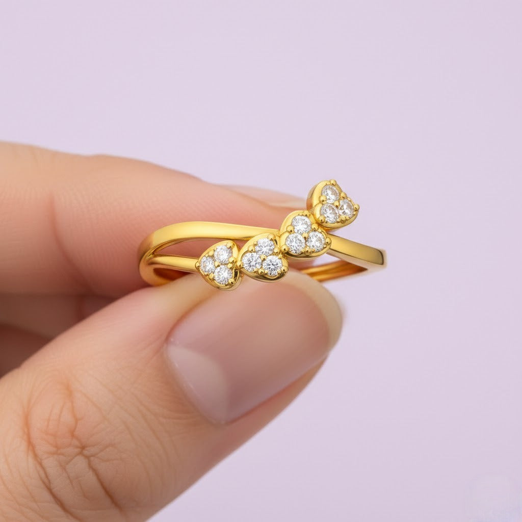Four Heart Harmony Diamond Gold Ring