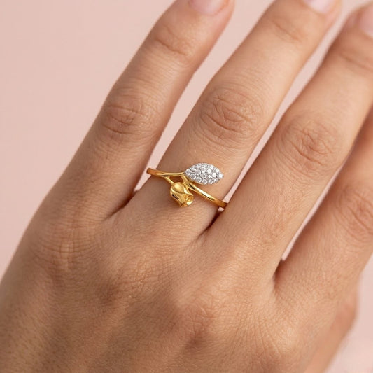 Rose Bloom Diamond Gold Ring