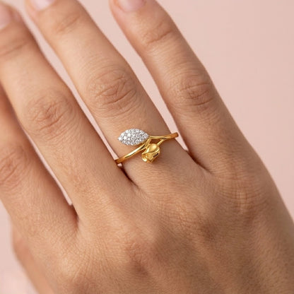 Rose Bloom Diamond Gold Ring