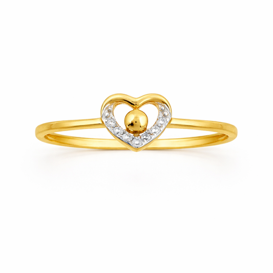 Sweet Heart Embrace Center Motif Diamond Gold Ring