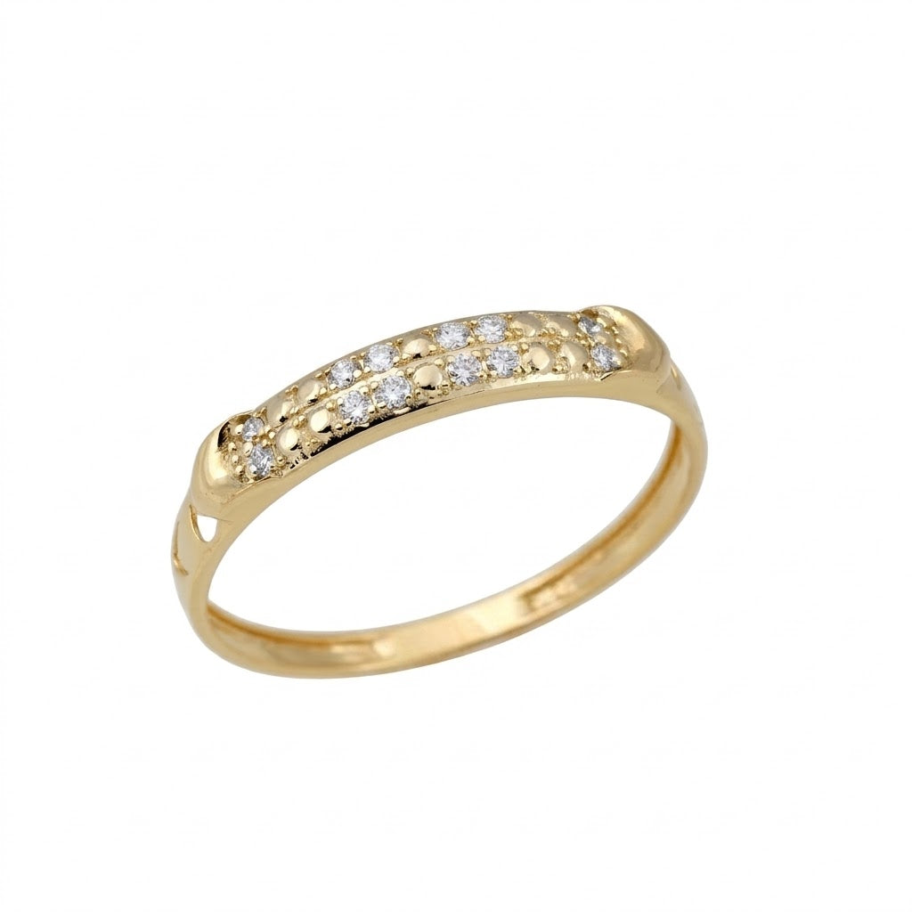 Triple Row Diamond Gold Band Ring
