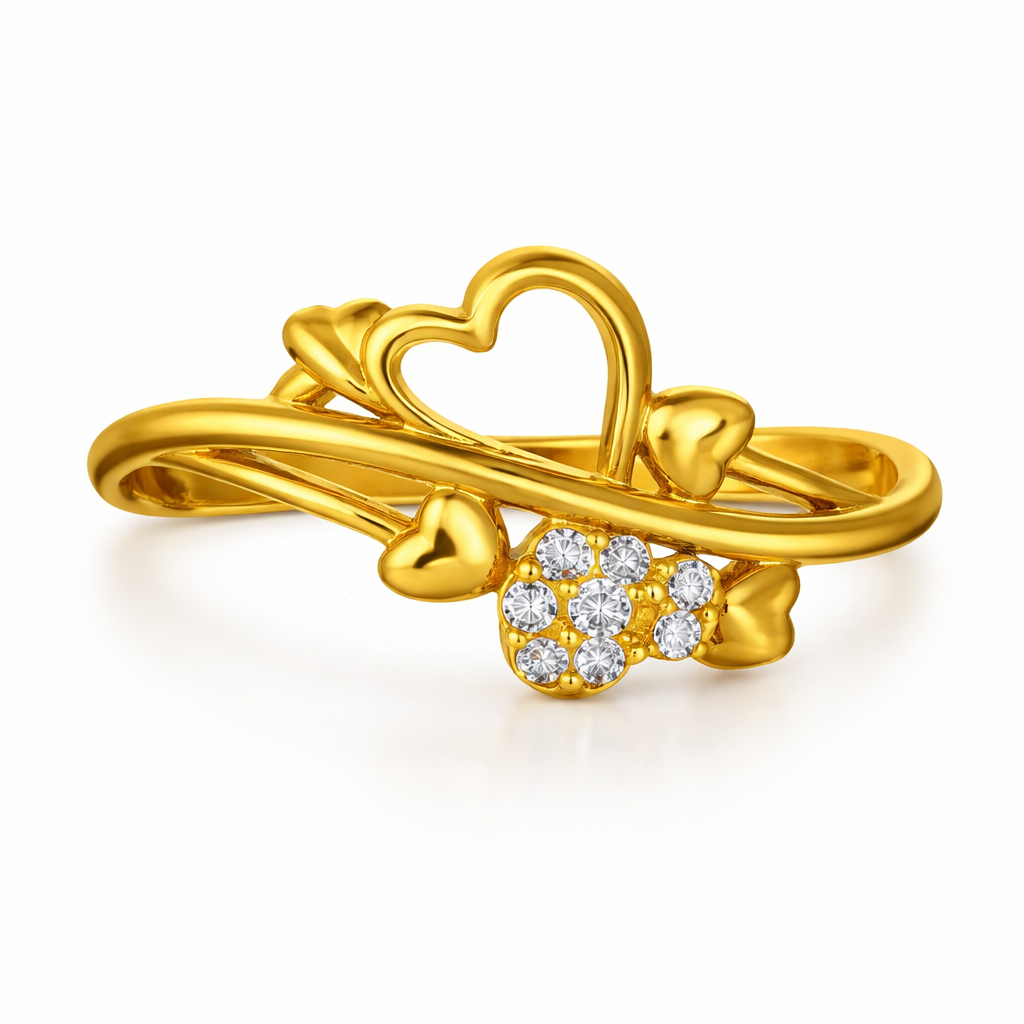 Heart Embrace Diamond Gold Ring