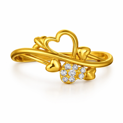 Heart Embrace Diamond Gold Ring