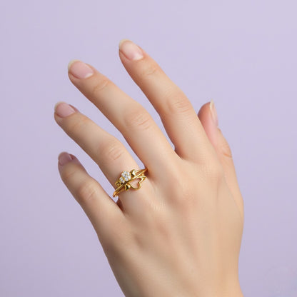 Heart Embrace Diamond Gold Ring
