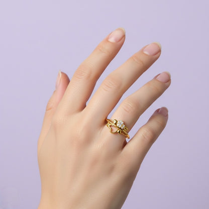 Heart Embrace Diamond Gold Ring