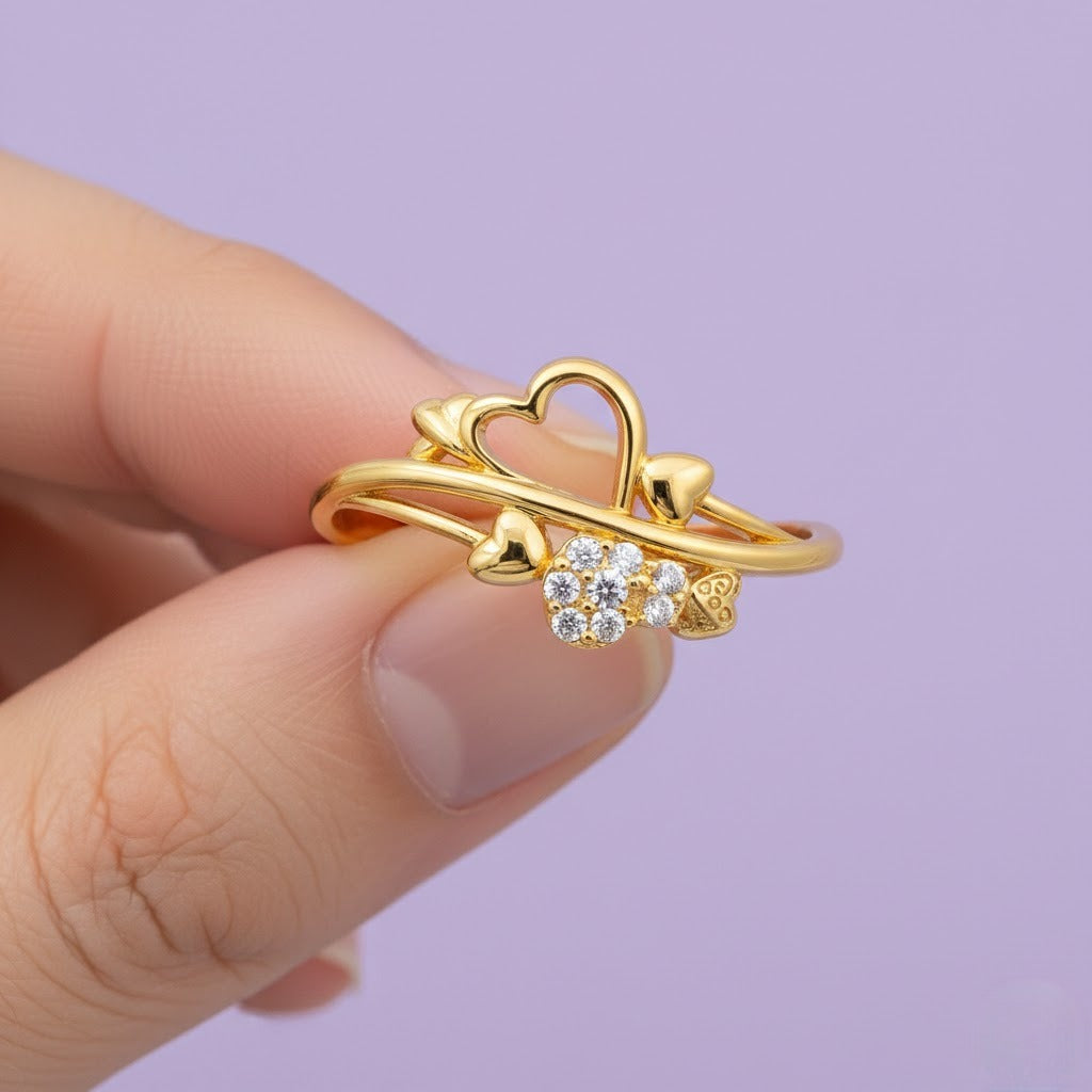 Heart Embrace Diamond Gold Ring