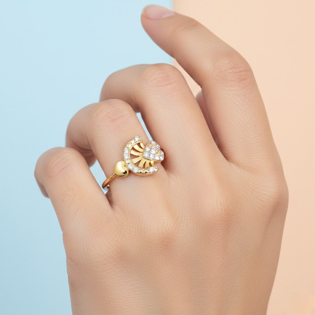 Crescent Bloom Diamond Gold Ring