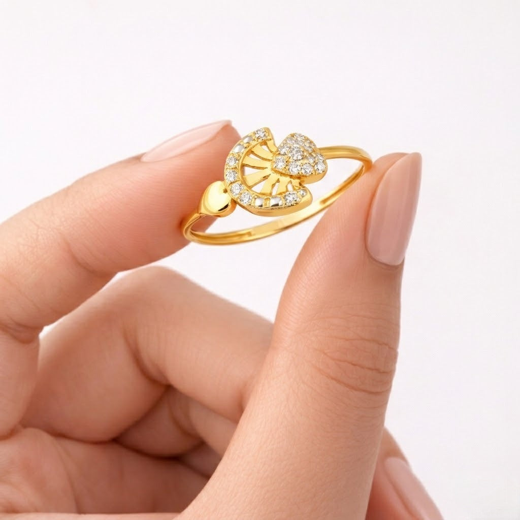 Crescent Bloom Diamond Gold Ring