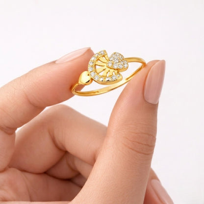Crescent Bloom Diamond Gold Ring