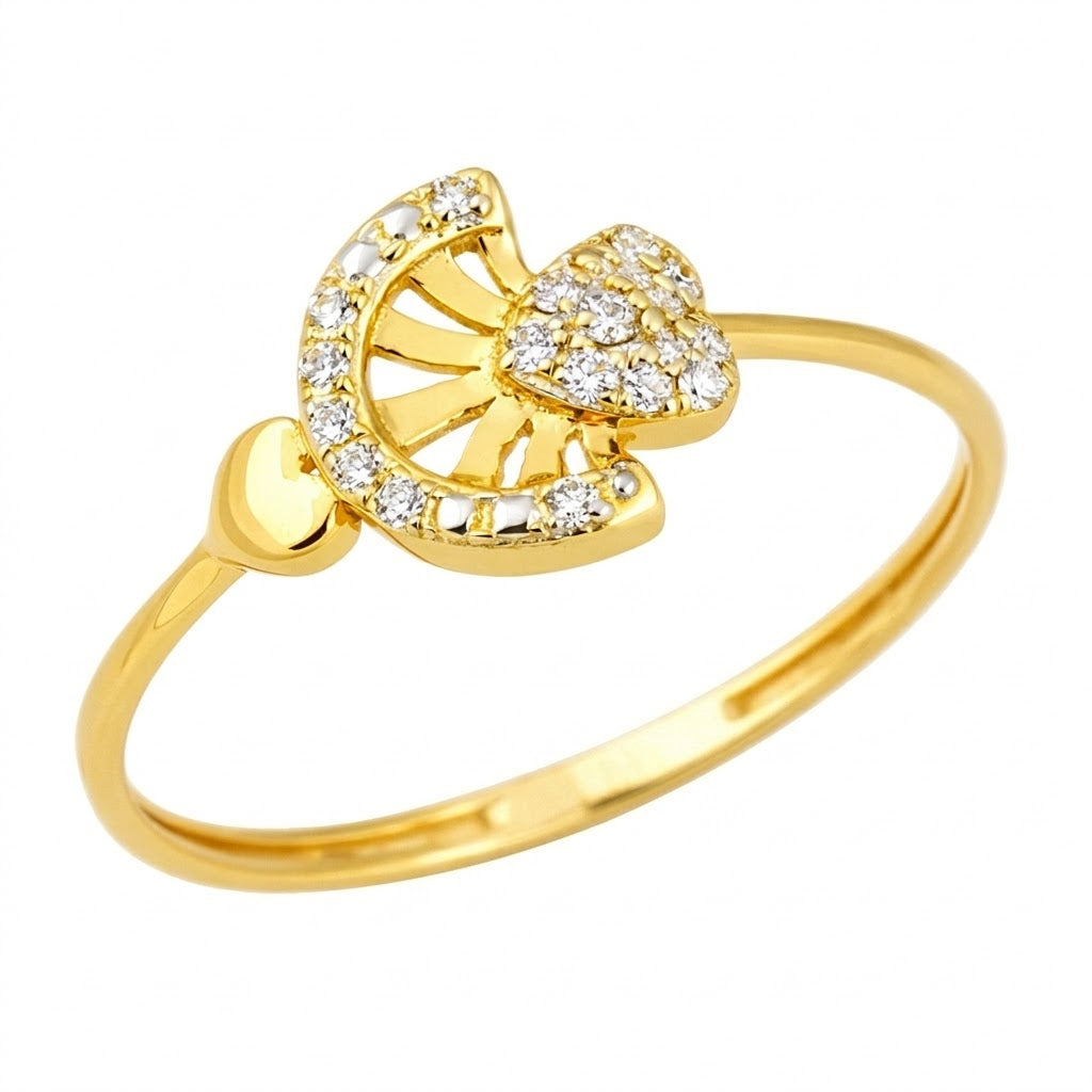 Crescent Bloom Diamond Gold Ring