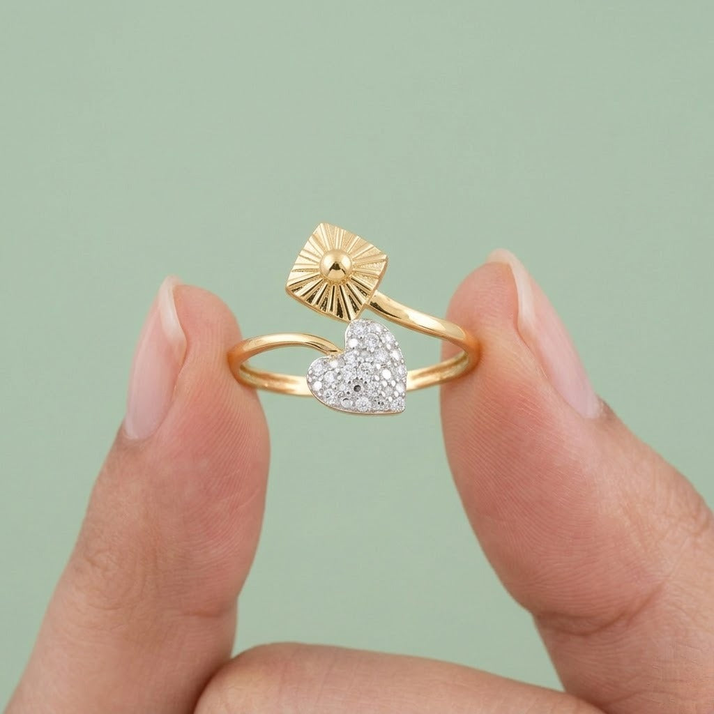 Radiant Heart Diamond Gold Ring