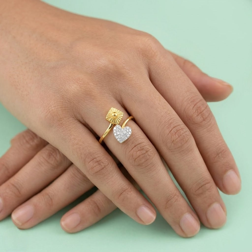 Radiant Heart Diamond Gold Ring