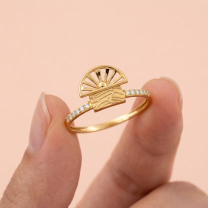 Rising Sun Diamond Gold Ring
