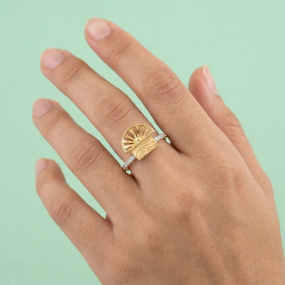 Rising Sun Diamond Gold Ring