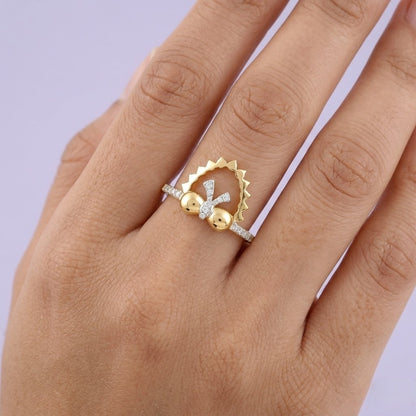 Bee Arch Diamond Gold Ring