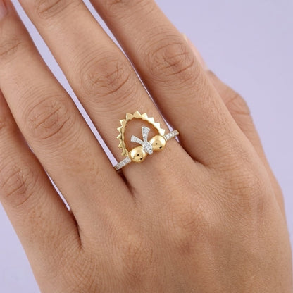 Bee Arch Diamond Gold Ring
