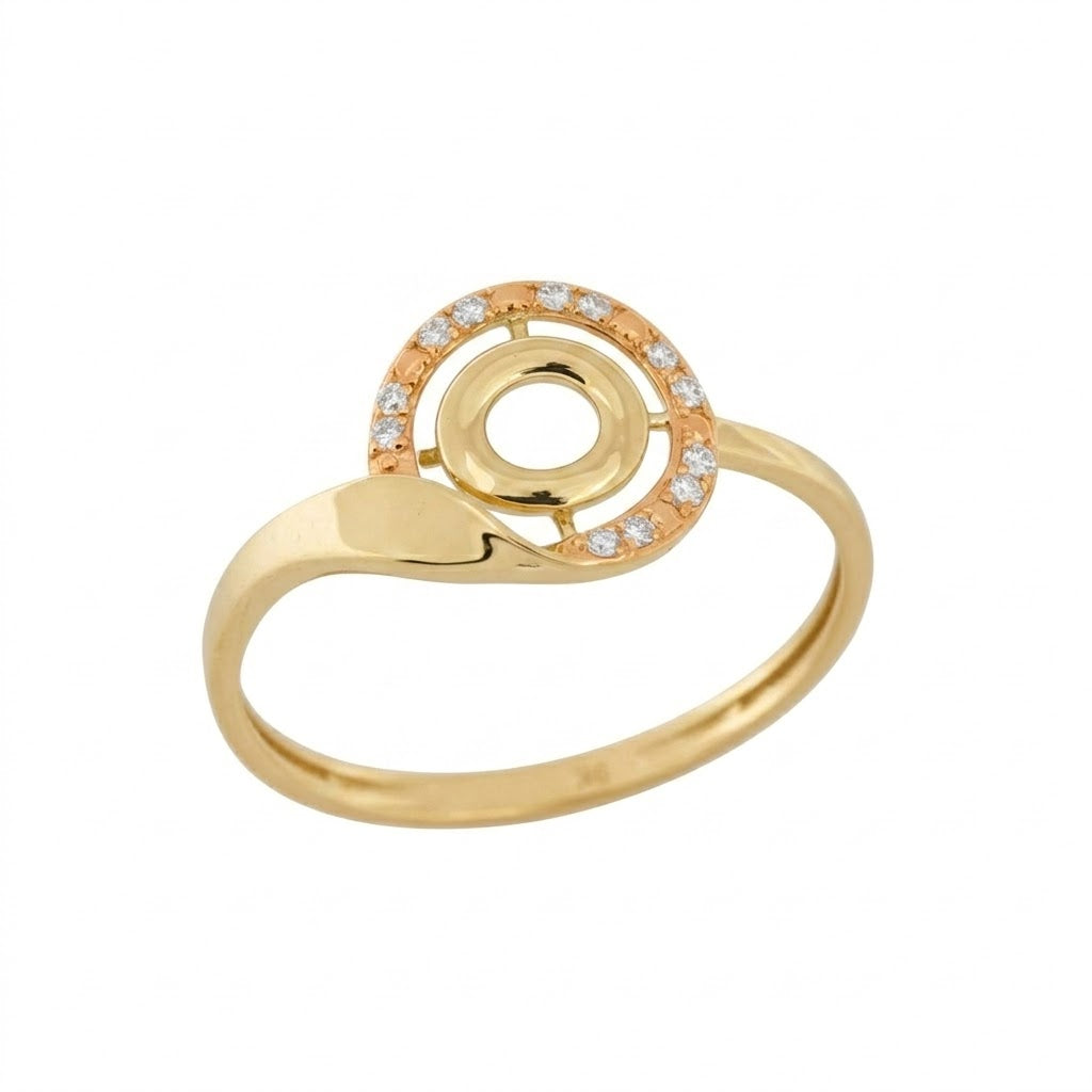 Modern Oval Halo Flow Design Diamond Gold Ring