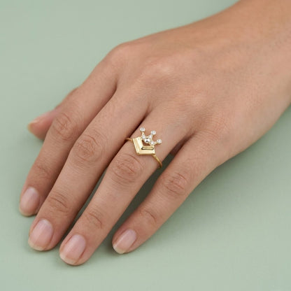 Royal Crown Diamond Gold Ring