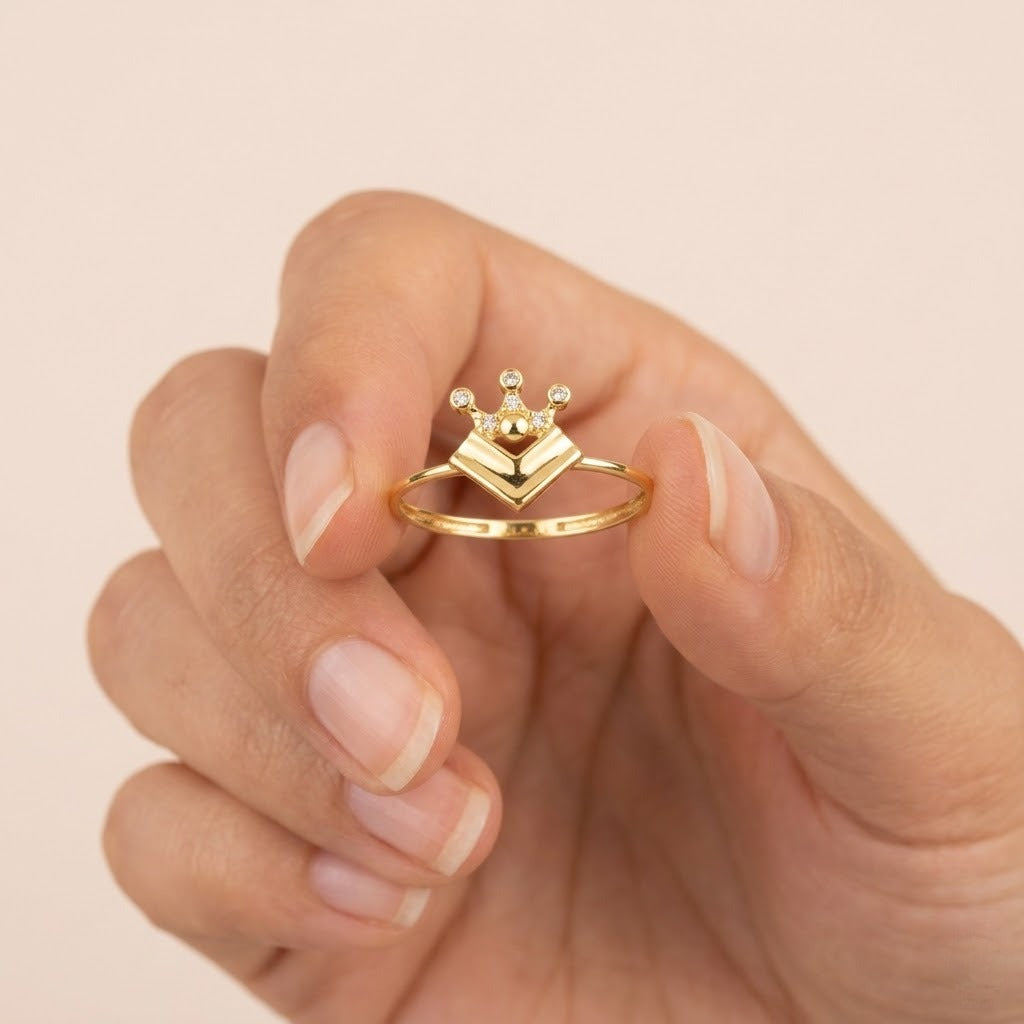 Royal Crown Diamond Gold Ring