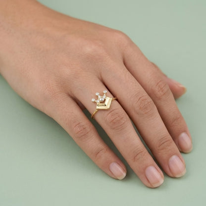 Royal Crown Diamond Gold Ring