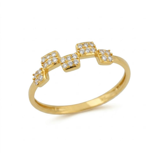 Geometric Floral Sparkle Band Diamond Gold Ring