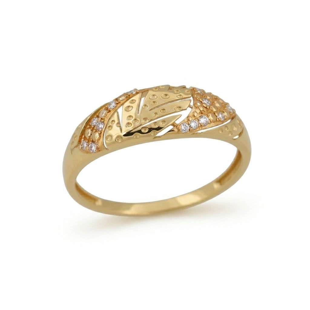 Elegant Curved Dual Sparkle Diamond Gold Ring