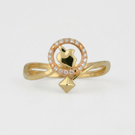 Modern Halo Emblem Flow Design Diamond Gold Ring