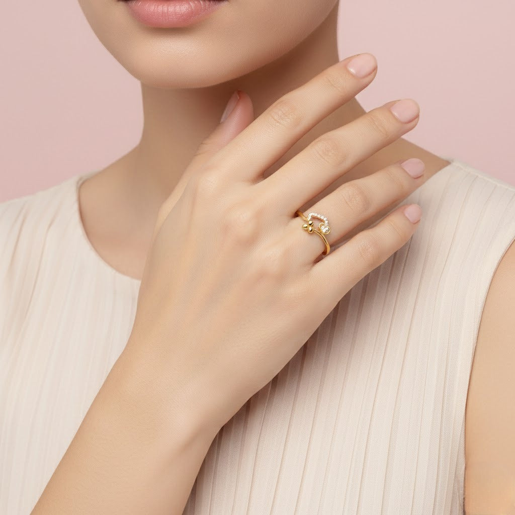 Heart Flow Diamond Gold Ring