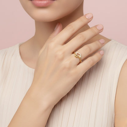 Heart Flow Diamond Gold Ring