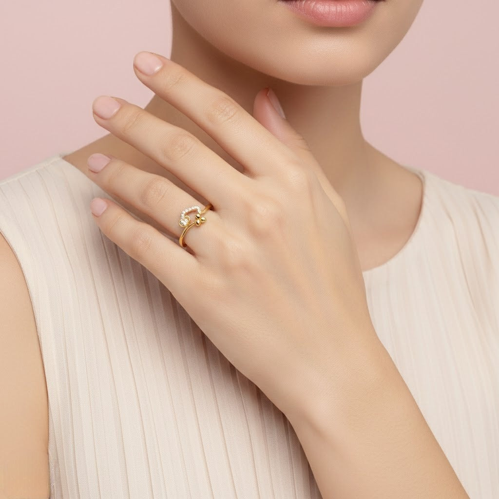 Heart Flow Diamond Gold Ring