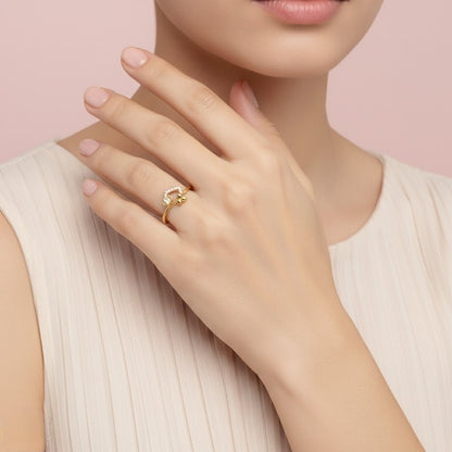 Heart Flow Diamond Gold Ring