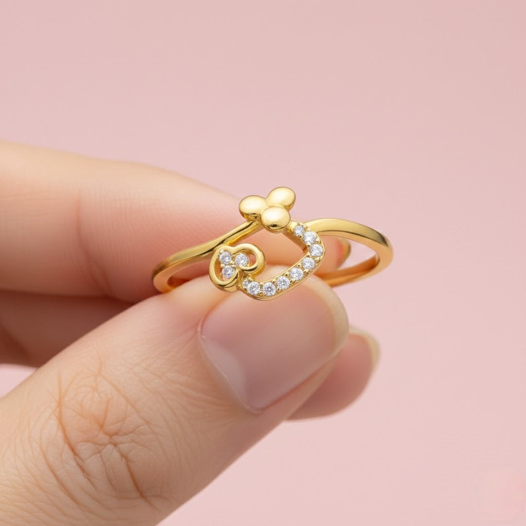 Heart Flow Diamond Gold Ring