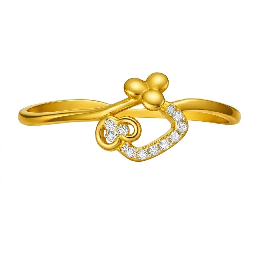 Heart Flow Diamond Gold Ring