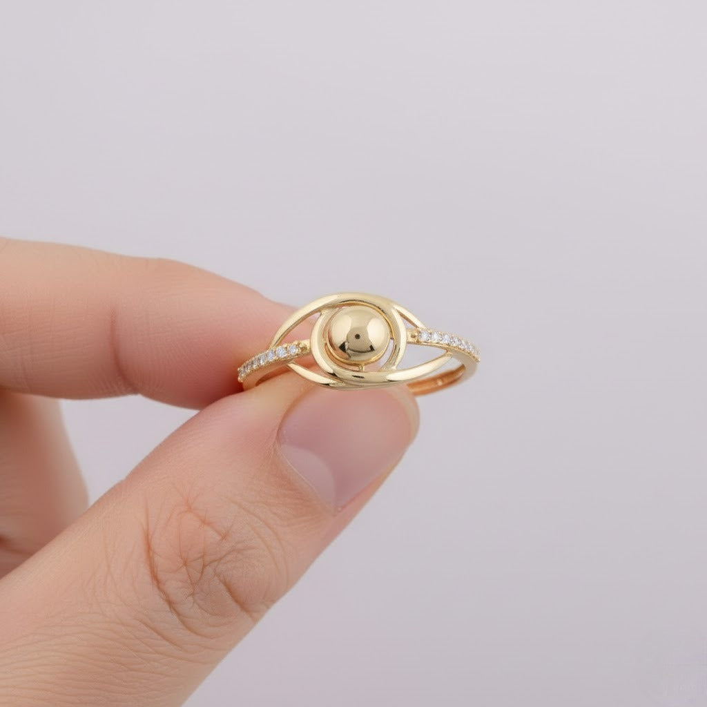 Orbit Sphere Flow Elegance Diamond Gold Ring