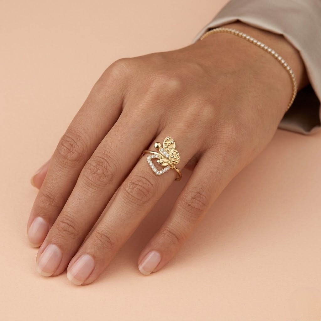 Nature Grace Leaf Diamond Gold Ring