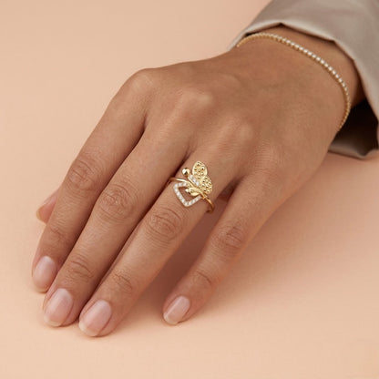 Nature Grace Leaf Diamond Gold Ring