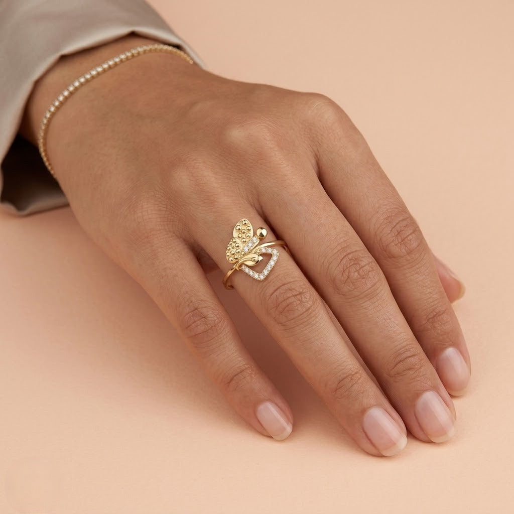 Nature Grace Leaf Diamond Gold Ring
