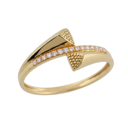 Twin Cone Diamond Accent Open Gold Ring