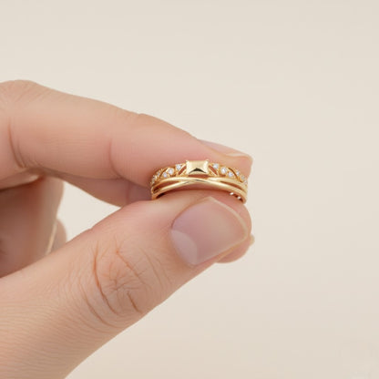 Vintage lattice princess diamond gold ring